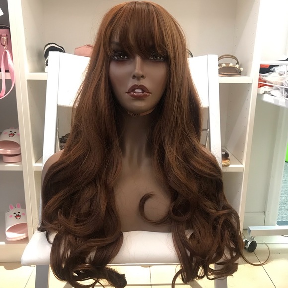 Human hair blend medium brown wig - Picture 4 of 8